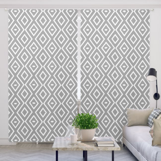 Grey and White Diamond Shapes Geometric Pattern Blackout Curtains