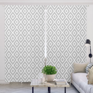 Grey and White Diamond Shapes Geometric Pattern Blackout Curtains
