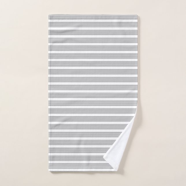 Grey and white five stripes pattern hand towel  (Hand Towel)