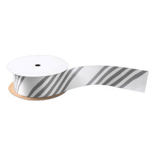 Grey and white five stripes pattern satin ribbon