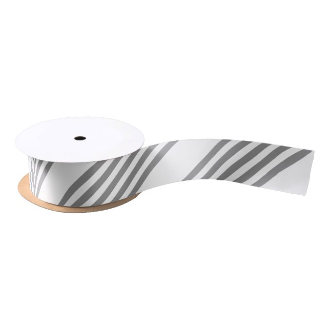 Grey and white five stripes pattern satin ribbon (Spool)