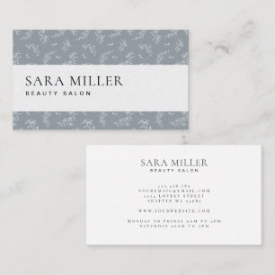 Grey and White Floral Pattern Business Card