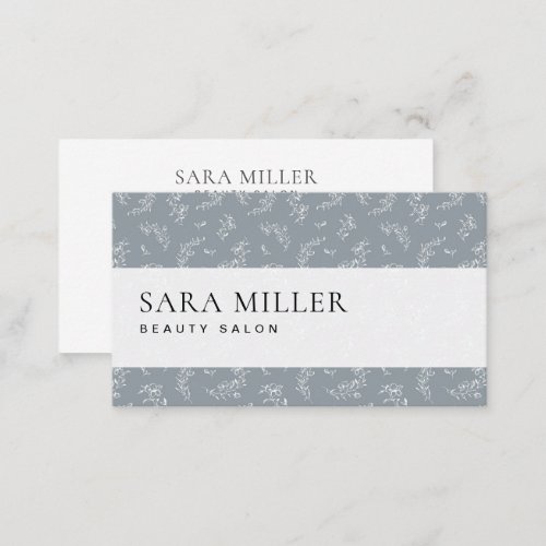Grey and White Floral Pattern Business Card