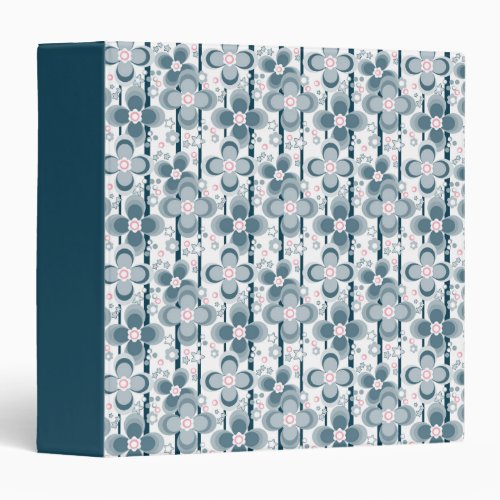 Grey and white floral pattern  gray 3 ring binder