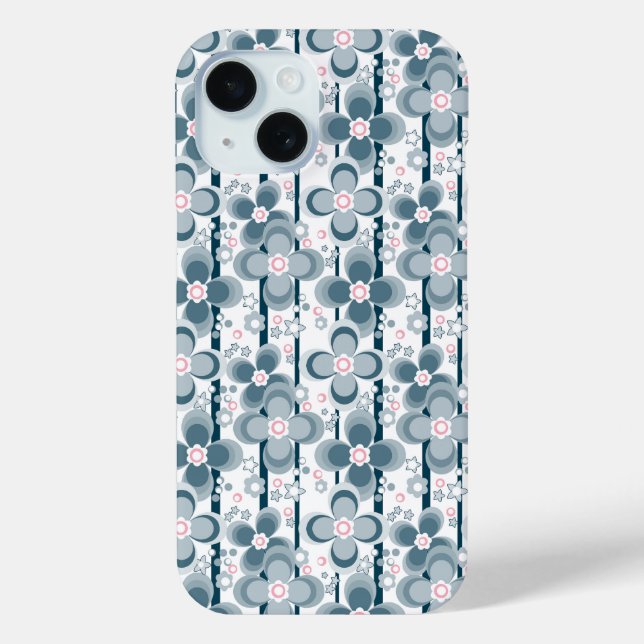 Grey and white floral pattern  gray Case-Mate iPhone case (Back)