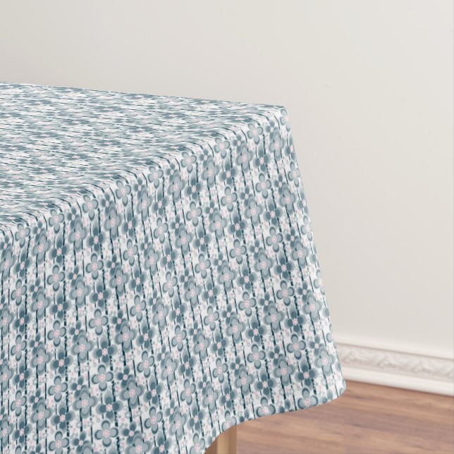 Grey and white floral pattern  gray tablecloth (In Situ)