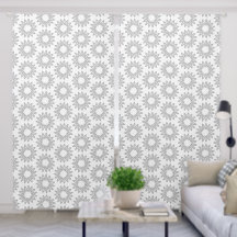 Grey and White Flower Shapes Geometric Pattern