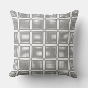Grey and white geometric checkered pattern throw pillow
