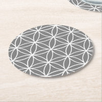 Grey and White Graphic Lotus Flower Design