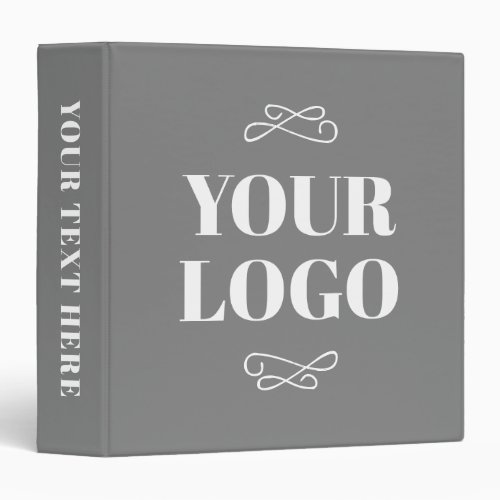 Grey and White Hand Drawn Flourish Business Logo 3 Ring Binder