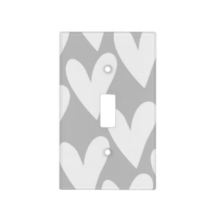 Grey and White Hearts Light Switch Cover