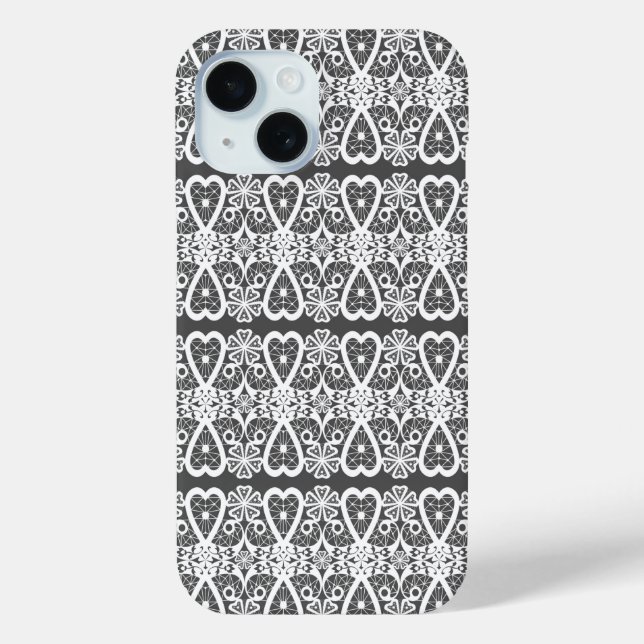 Grey and white lace pattern Case-Mate iPhone case (Back)