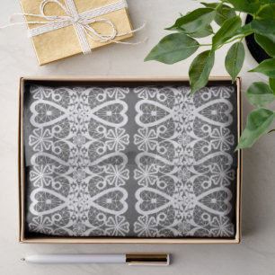 Grey and white lace pattern tissue paper