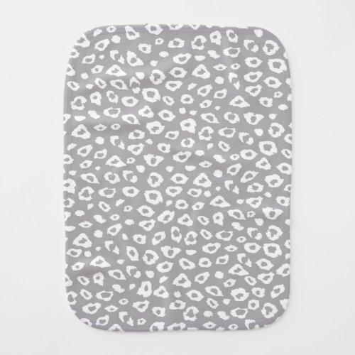 Grey and White Leopard Print Burp Cloth