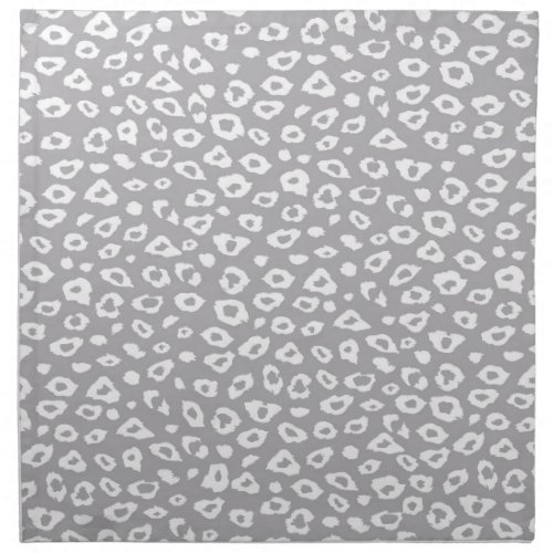 Grey and White Leopard Print Cloth Napkin