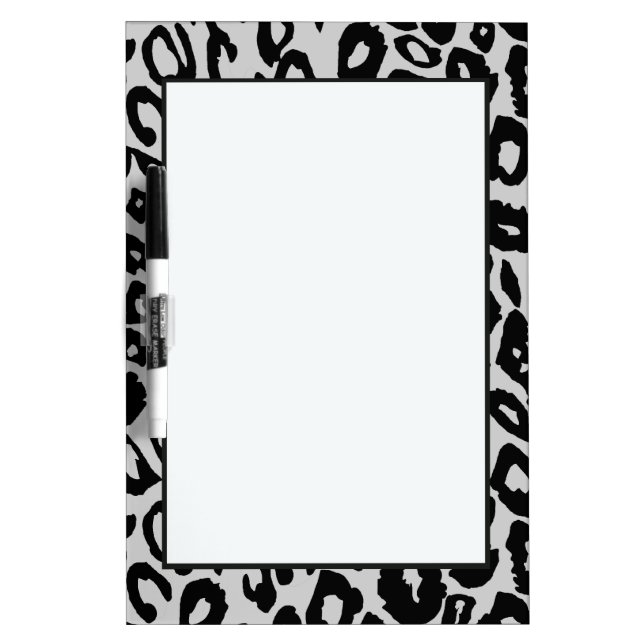 Grey and White Leopard Print Dry-Erase Board (Front)