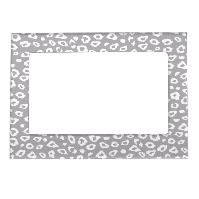 Grey and White Leopard Print Magnetic Picture Frame (Front)