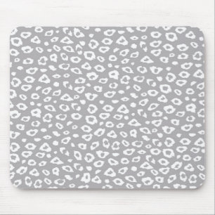 Grey and White Leopard Print Mouse Pad