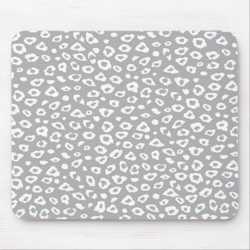 Grey and White Leopard Print Mouse Pad