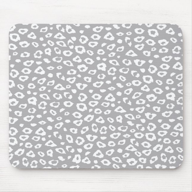 Grey and White Leopard Print Mouse Pad (Front)