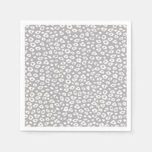 Grey and White Leopard Print Paper Napkins