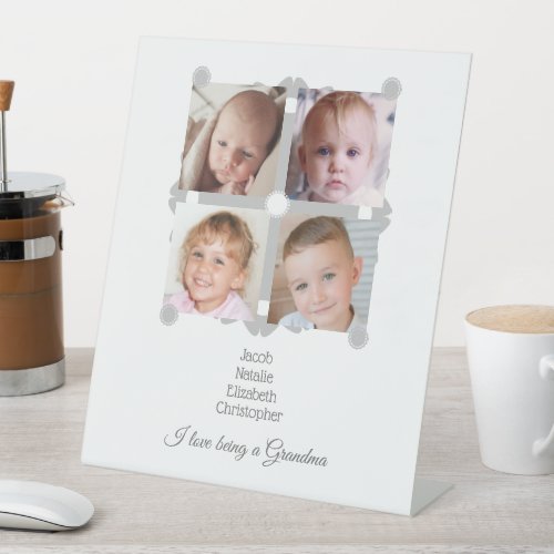 Grey and white love being a Grandma photos Pedestal Sign