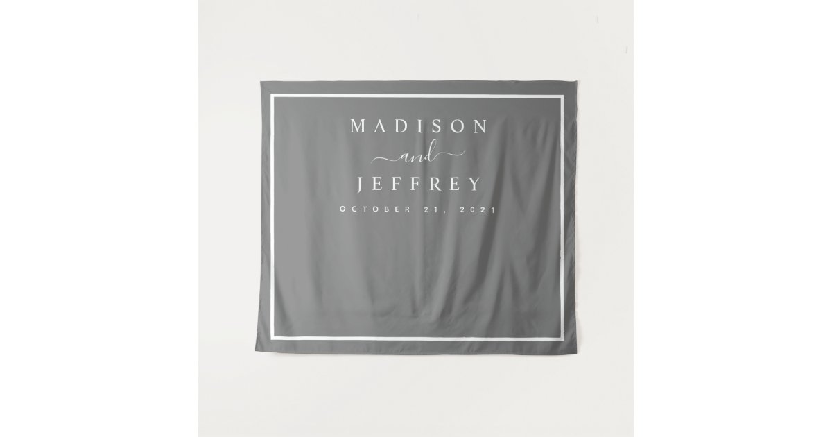 Grey and White Minimalist Wedding Backdrop | Zazzle