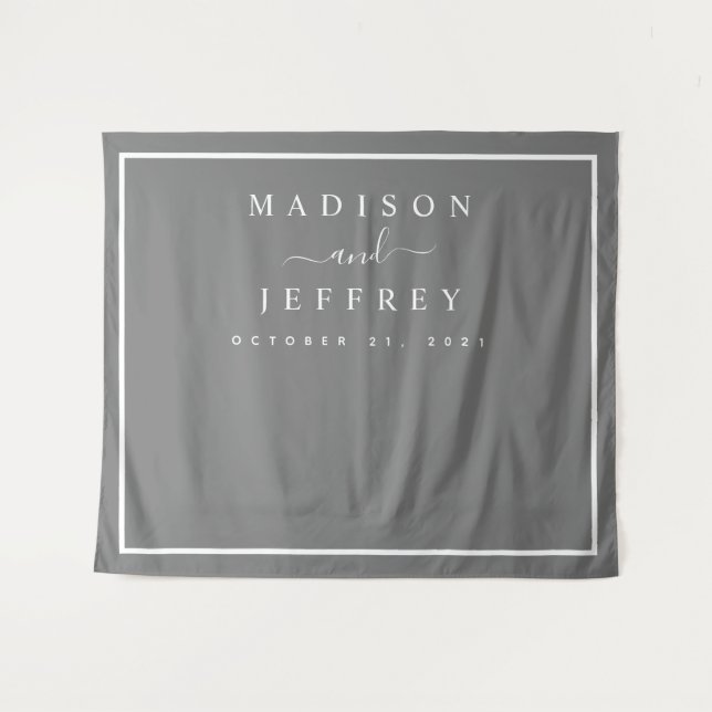 Grey and White Minimalist Wedding Backdrop (Front (Horizontal))