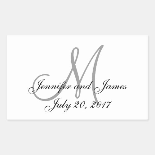 Grey and White Monogram Rectangle Wedding Labels