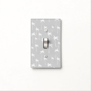 Grey and White Palm Trees Light Switch Cover