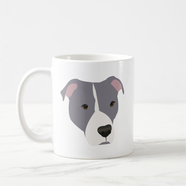 Grey and White Pitbull Coffee Mug (Left)