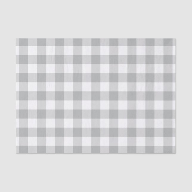 Grey and White Plaid Gingham Tissue Paper (Front)