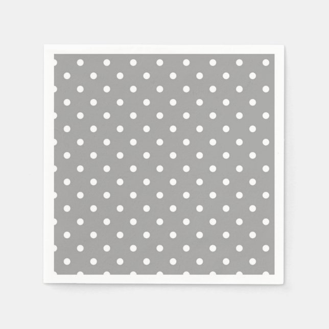 Grey and white polka dot modern glamour paper napkins (Front)