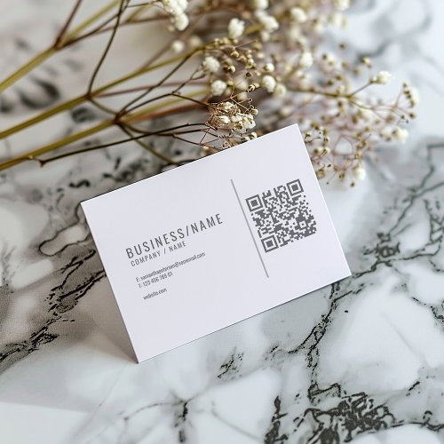 Grey and white QR code business card