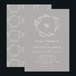 Grey and White Simple Wreath Wedding Invitation<br><div class="desc">Simple Grey and White Modern Wreath Wedding Invitation for a modern wedding formal or informal. Grey and white with a hand drawn wreath to add your surname initials.</div>