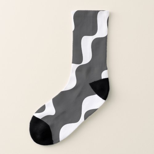 Grey and white slanting waves pattern  socks