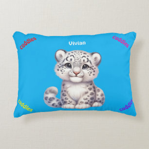 Grey and white snow leopard accent pillow