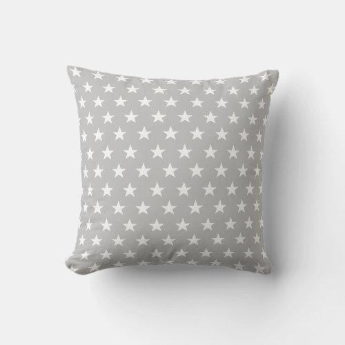 Grey and White Star Throw Pillow