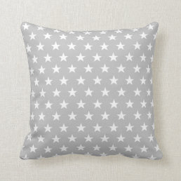 Grey and White Star Throw Pillow