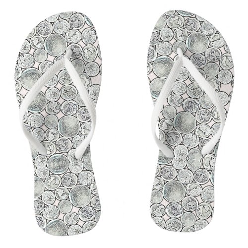 Grey And White Stone Pattern Flip Flops