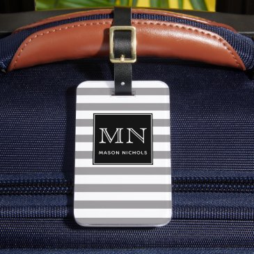 Grey and White Striped Monogram