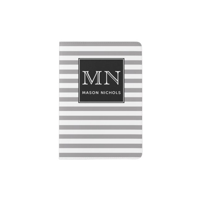 Grey and White Striped Monogram