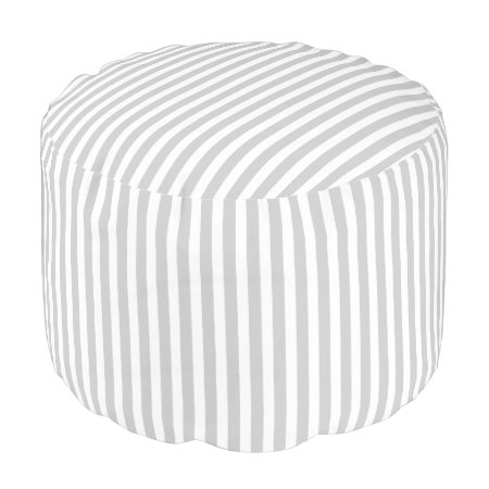 Grey And White Striped Pattern Pouf Seat