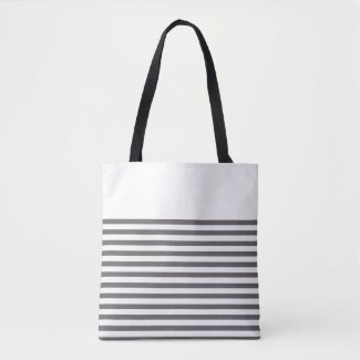 Grey and White Stripes Tote Bag