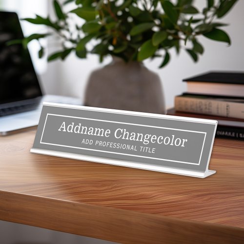 Grey and White Traditional Border Name Title Desk Name Plate