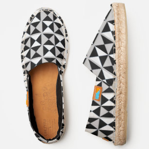 Grey and white triangle squares pattern espadrilles