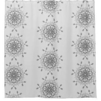 Grey and White tribal design  Shower Curtain
