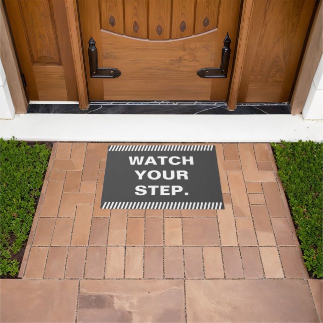 Grey and White Watch your step doormat (Outdoor)