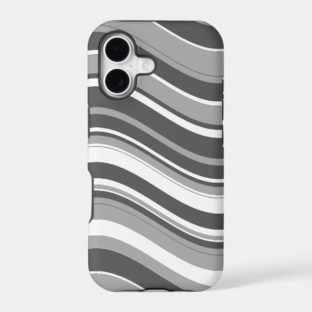 Grey and White Wavy Stripes Pattern Iphone Case (Back)