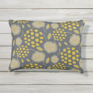 Grey and Yellow Abstract Floral Pillow